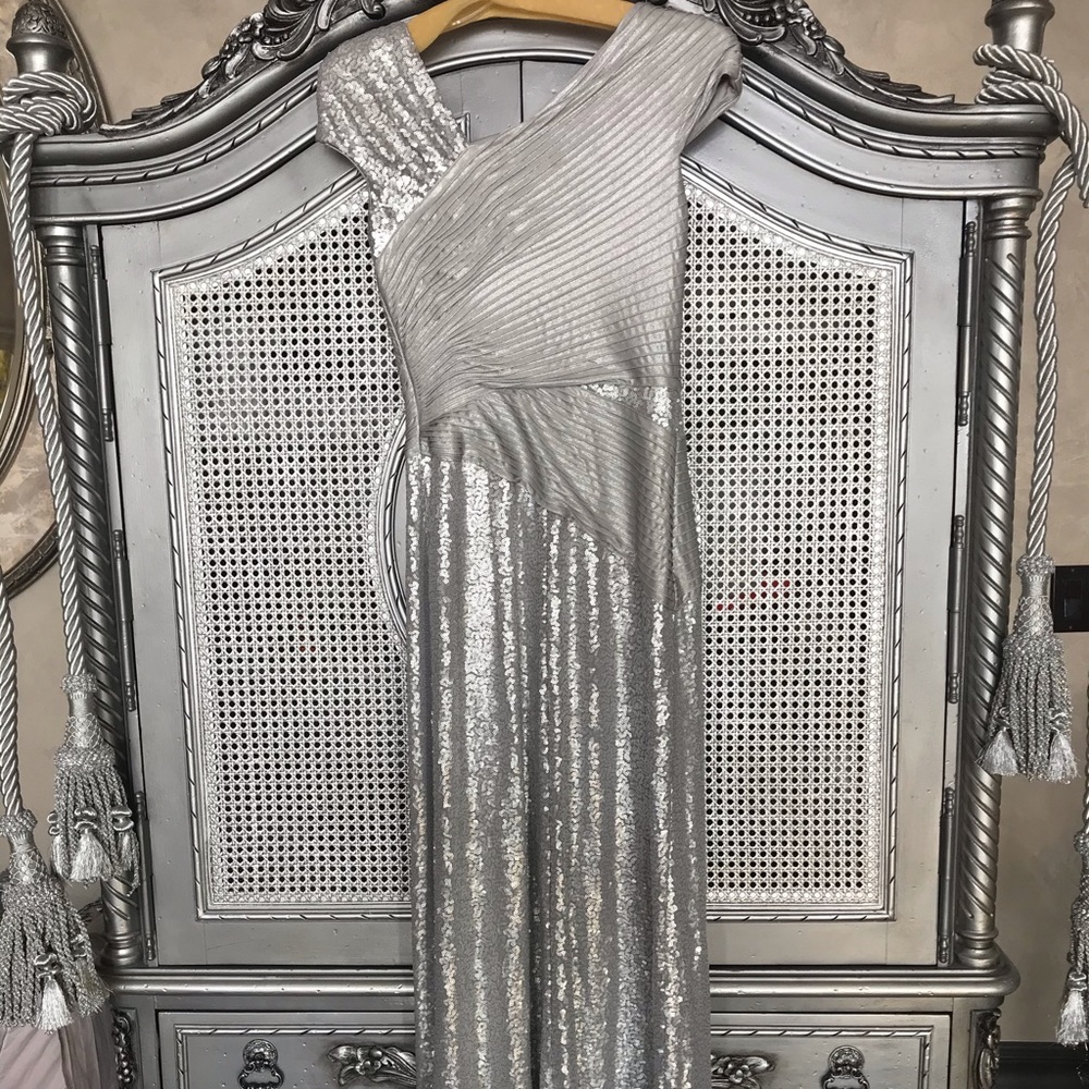 Tadashi Shoji Metallic Sequin Dress XS NEW